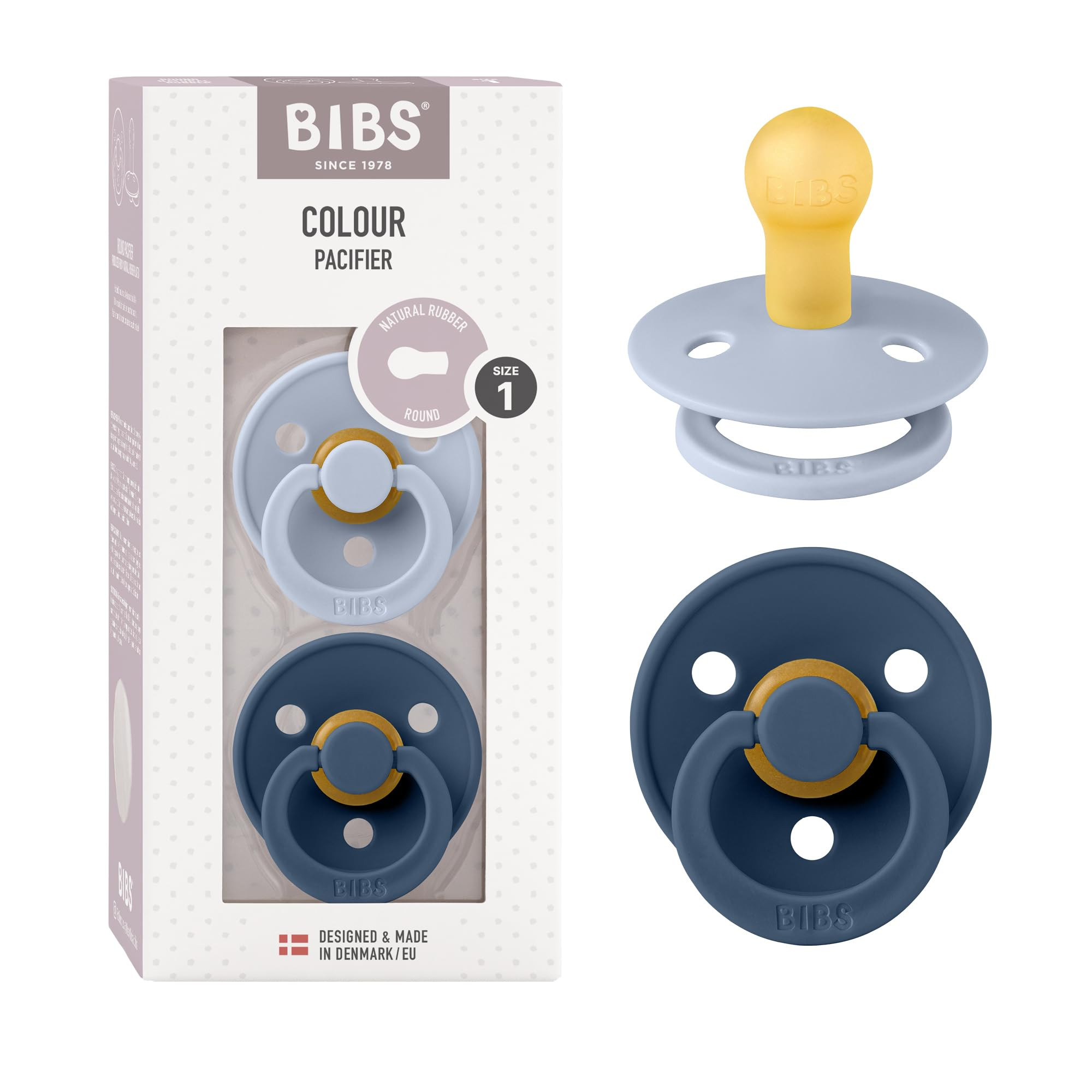 BIBS Pacifiers 0-6 Months | 2-Pack Soothers | BPA-Free Round Nipple | Made in Denmark | Dusty Blu... | Amazon (US)