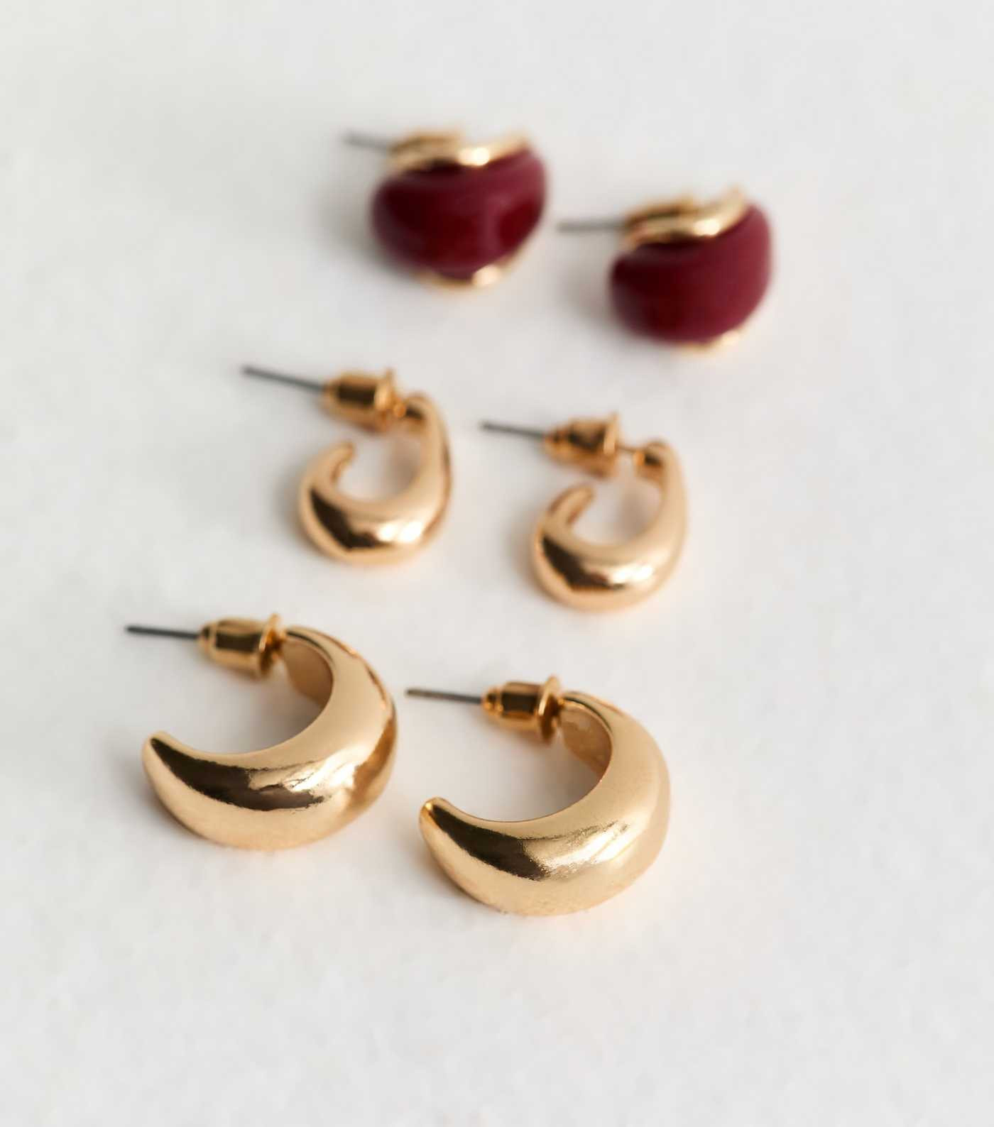 Pack of 3 Gold Tone Chunky Hoop Earrings | New Look | New Look (UK)