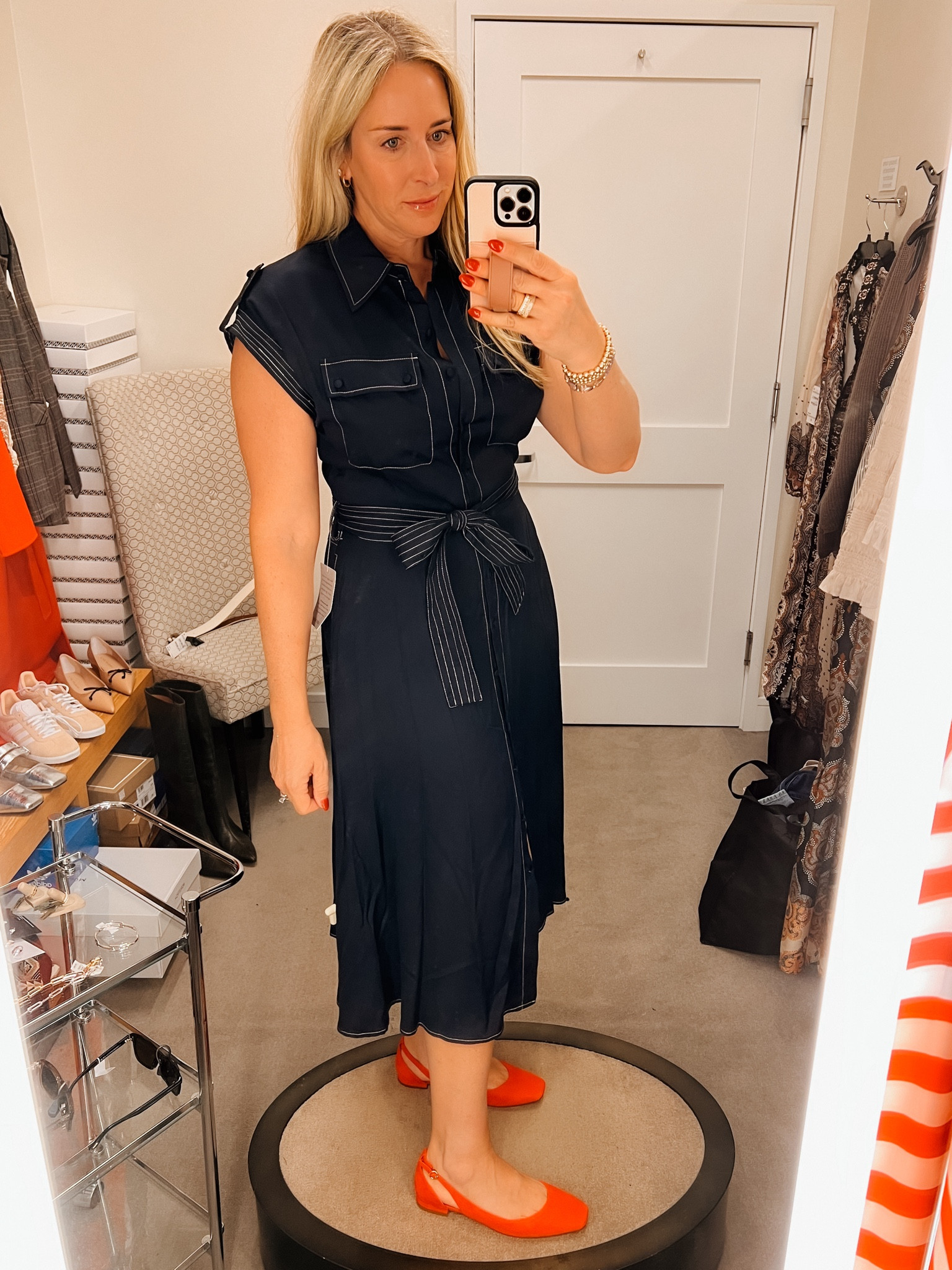 Nordstrom Anniversary Sale
NSale
shirt Dress
Dress - runs a tad small. The medium just fits through hips. Looks like denim, but a light, tencel material. 

Red flats - Cole Hann



#LTKxNSale #LTKWorkwear #LTKSummerSales