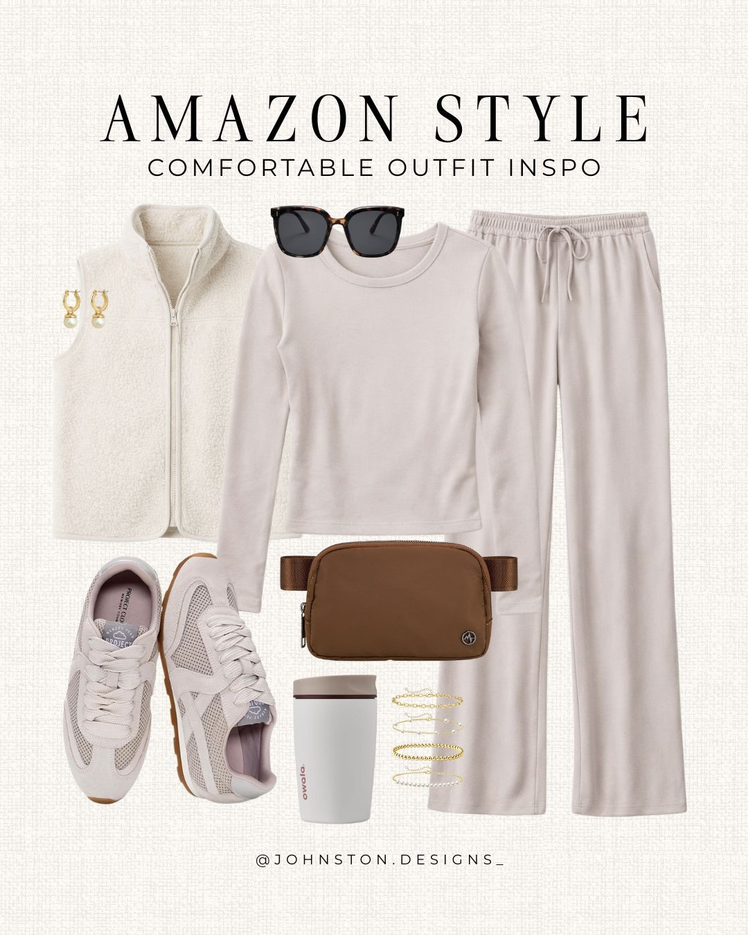 Comfort but make it cute! ✨ Neutral Amazon outfit you’ll grab for travel days, coffee runs and everything in between.

Amazon outfit, comfy style, travel outfit, athleisure look, neutral set, everyday wear, casual chic, airport outfit, mom uniform, capsule wardrobe, wide leg sweats, fleece vest, weekend outfit, affordable fashion, look for less. 

 #LTKootd #LTKTravel
