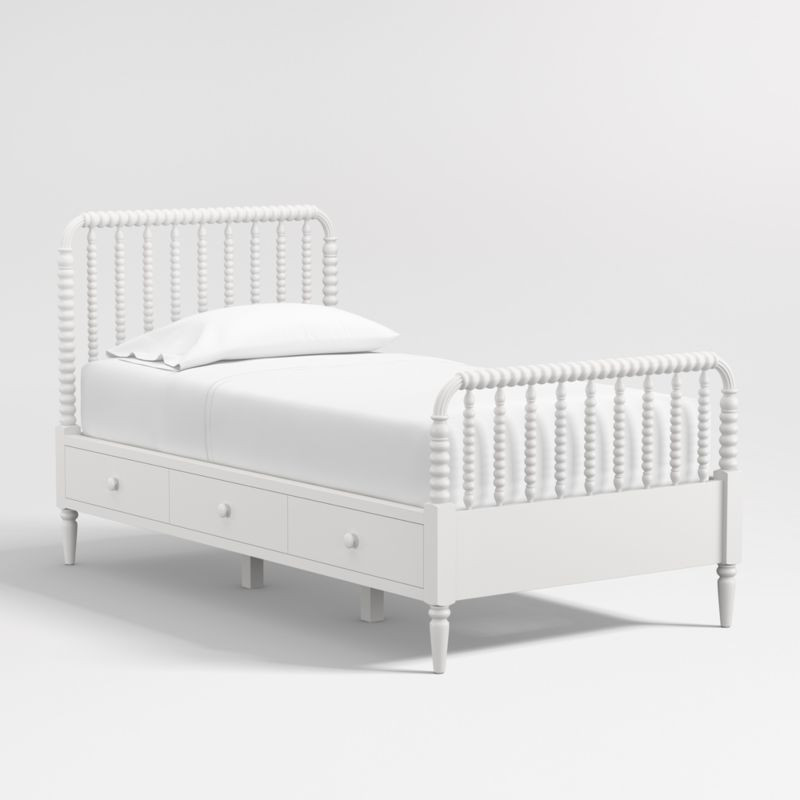 Jenny Lind White Wood Spindle Kids Twin Storage Bed | Crate & Kids | Crate & Barrel