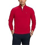 Tommy Hilfiger mens 1/4 Zip Mockneck-sweatshirt Sweater, Red, Small US | Amazon (US)