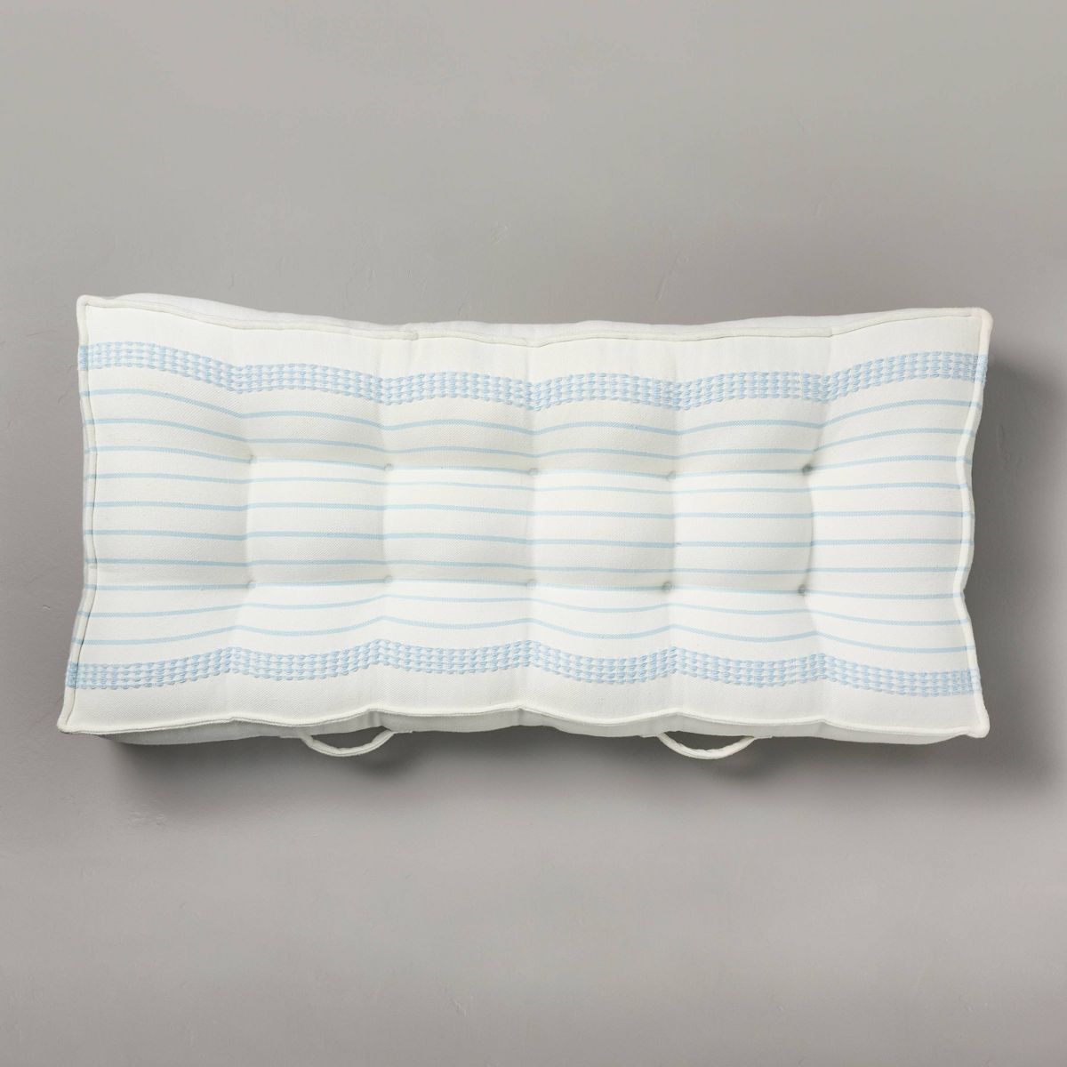 Border Stitch Stripe Indoor/Outdoor French Floor Cushion Cream/Light Blue - Hearth & Hand™ with... | Target