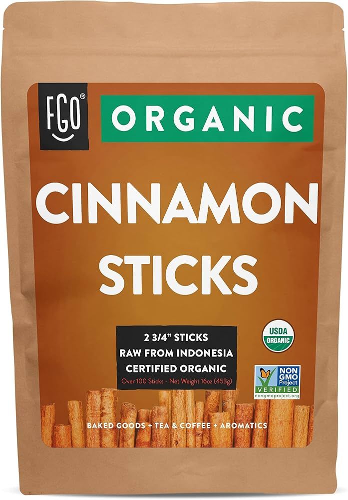 FGO Organic Korintje Cinnamon Sticks, 100% Raw from Indonesia, 100+ Sticks 2 3/4" Length (Pack of... | Amazon (US)
