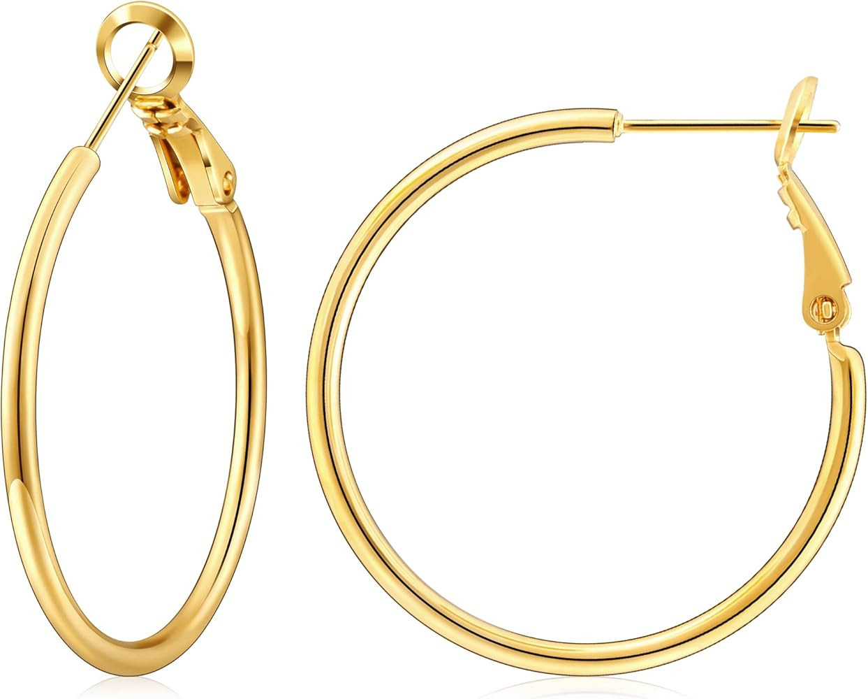 Gacimy Gold Hoop Earrings for Women 14K Gold Plated, 925 Sterling Silver Post Hypoallergenic Earr... | Amazon (US)