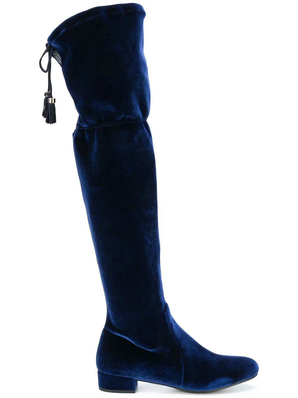 Prada over-the-knee velvet boots - Blue | FarFetch US