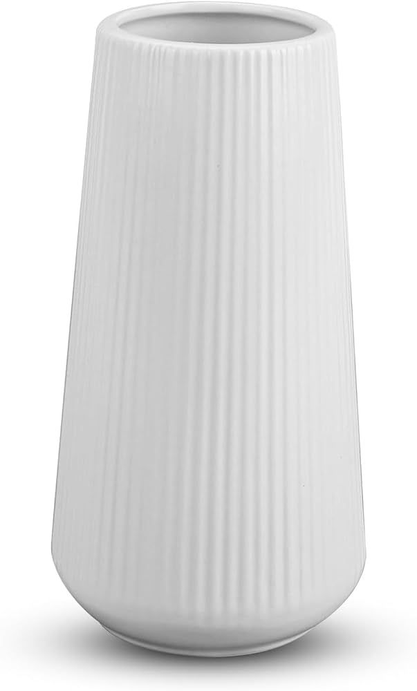 White Ceramic Vase, GUKJOB Flower Vase Ceramic Vase for Flowers, Decorative White Vase for Pampas Grass, Small Vase for Home Living Room Dining Table Farmhouse Office Decor(White) | Amazon (US)