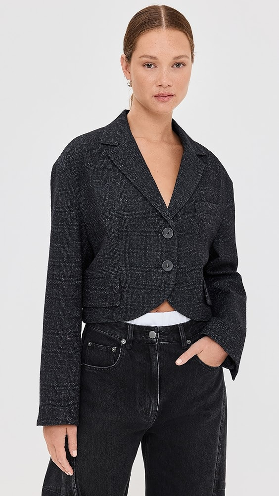 Tibi Kian Glenplaid Cropped Bomber Blazer | Shopbop | Shopbop