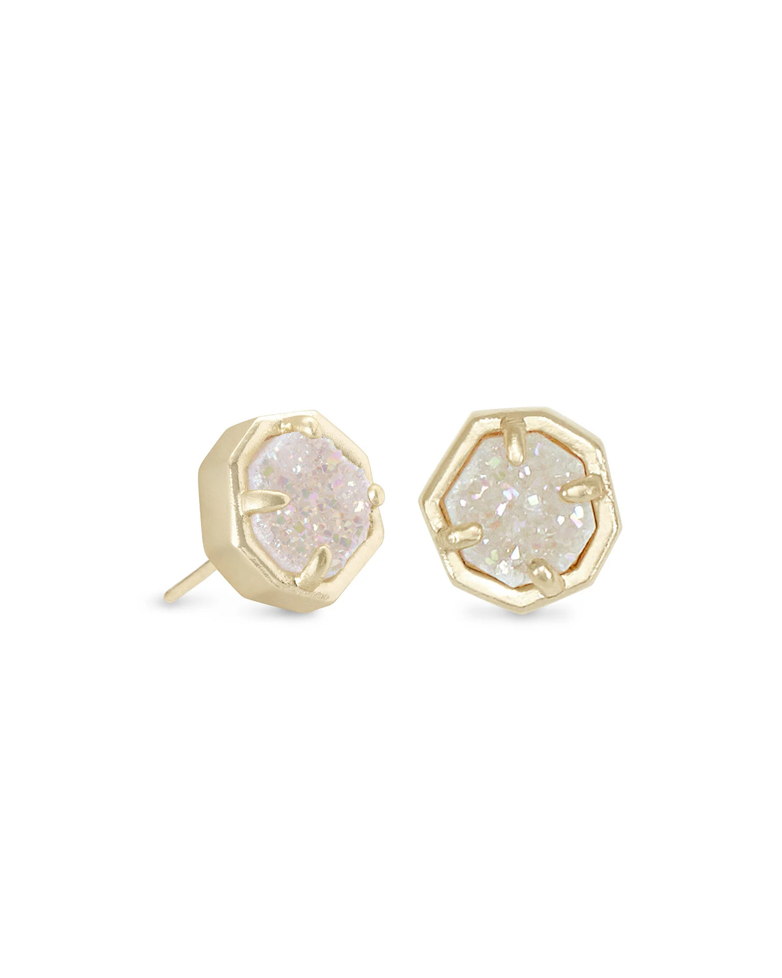 Nola Gold Stud Earrings in Iridescent Drusy | Kendra Scott
