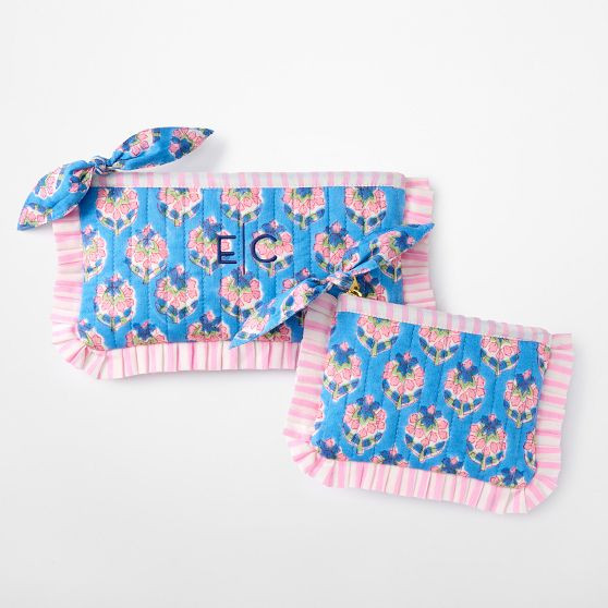 Block Print Ruffle Pouch Set​ | Mark and Graham