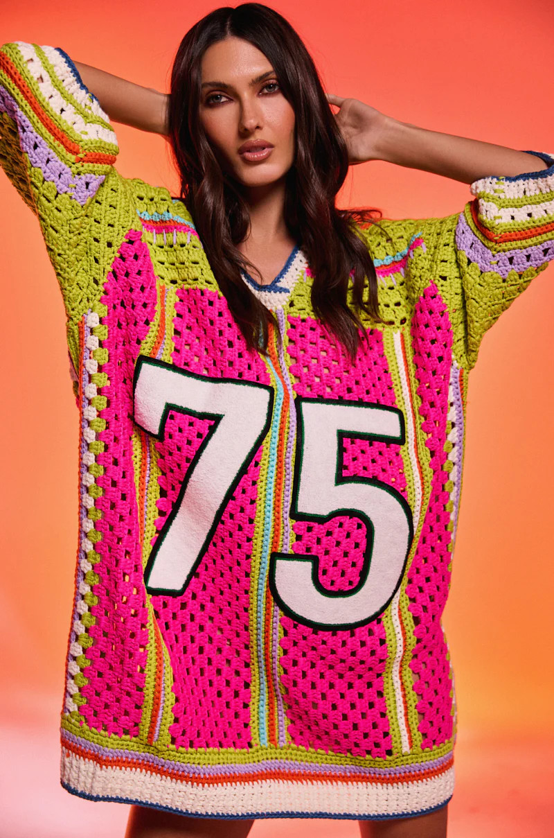 COURTSIDE OR SEASIDE CROCHET JERSEY DRESS | AKIRA