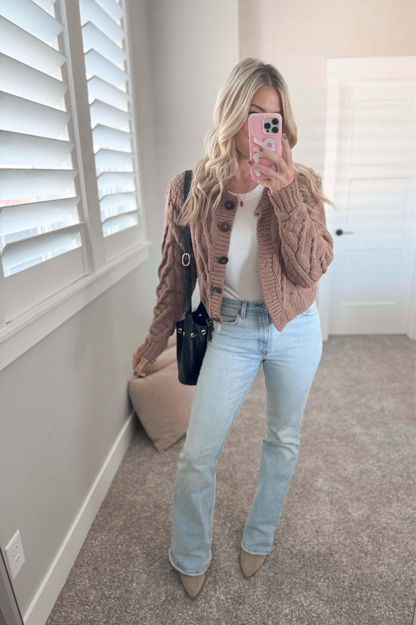 Fall outfit idea 
Cardigan 
Booties 
Abercrombie jeans 

#LTKFindsUnder50 #LTKSeasonal #LTKStyleTip