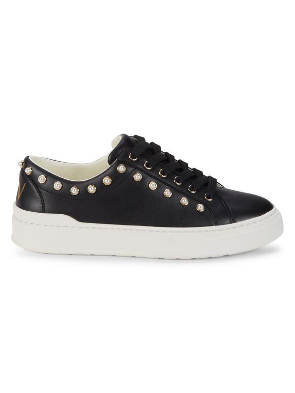 Women's Tillie Faux Pearl-Studded Leather Sneakers | Saks Fifth Avenue OFF 5TH (Pmt risk)