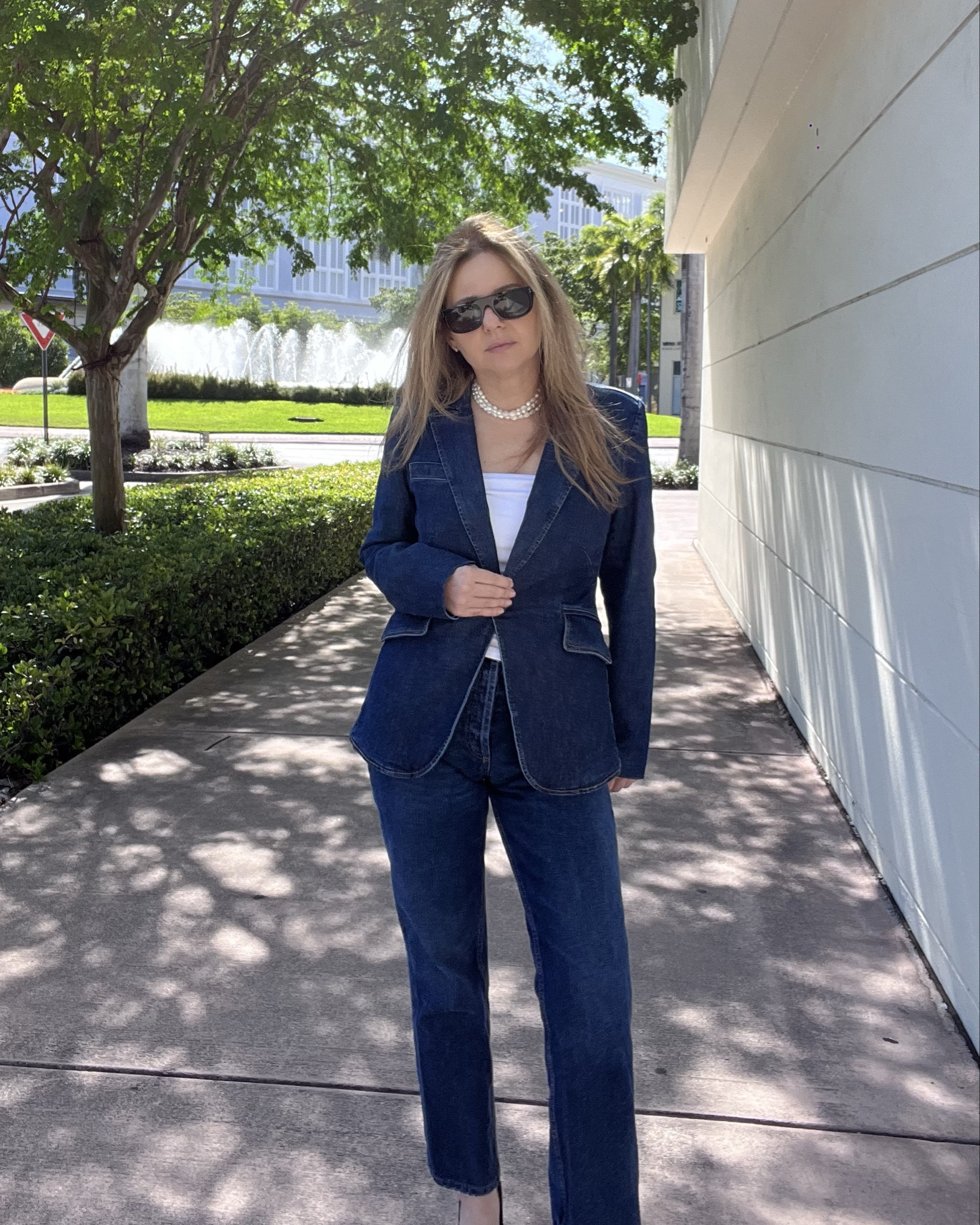 Dark denim blazer w straight leg jeans, white tank + a layered triple strand pearl necklace a few years ago, that’s classic and timeless. Mine fits like a choker and is a statement piece that I really don’t need to wear earrings w it. It’s a good investment if you’re looking for a capsule wardrobe accessory that can be worn both day and night, work and wedding. 

I linked lots of necklace options below in terms of price and size, also coordinating jeans and jackets to get this look.

#LTKWorkwear #LTKSaleAlert #LTKSeasonal