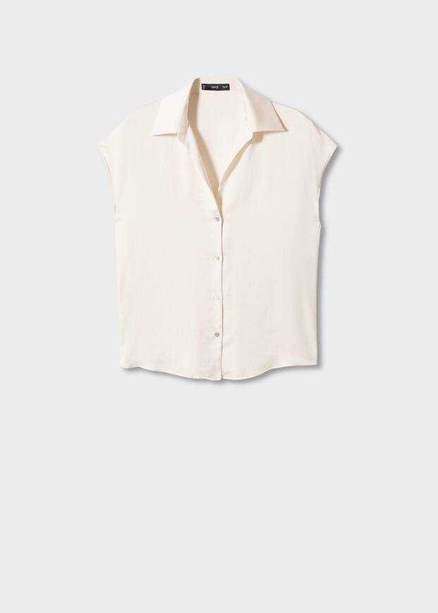 Short-sleeved satin shirt -  Women | Mango United Kingdom | MANGO (UK)