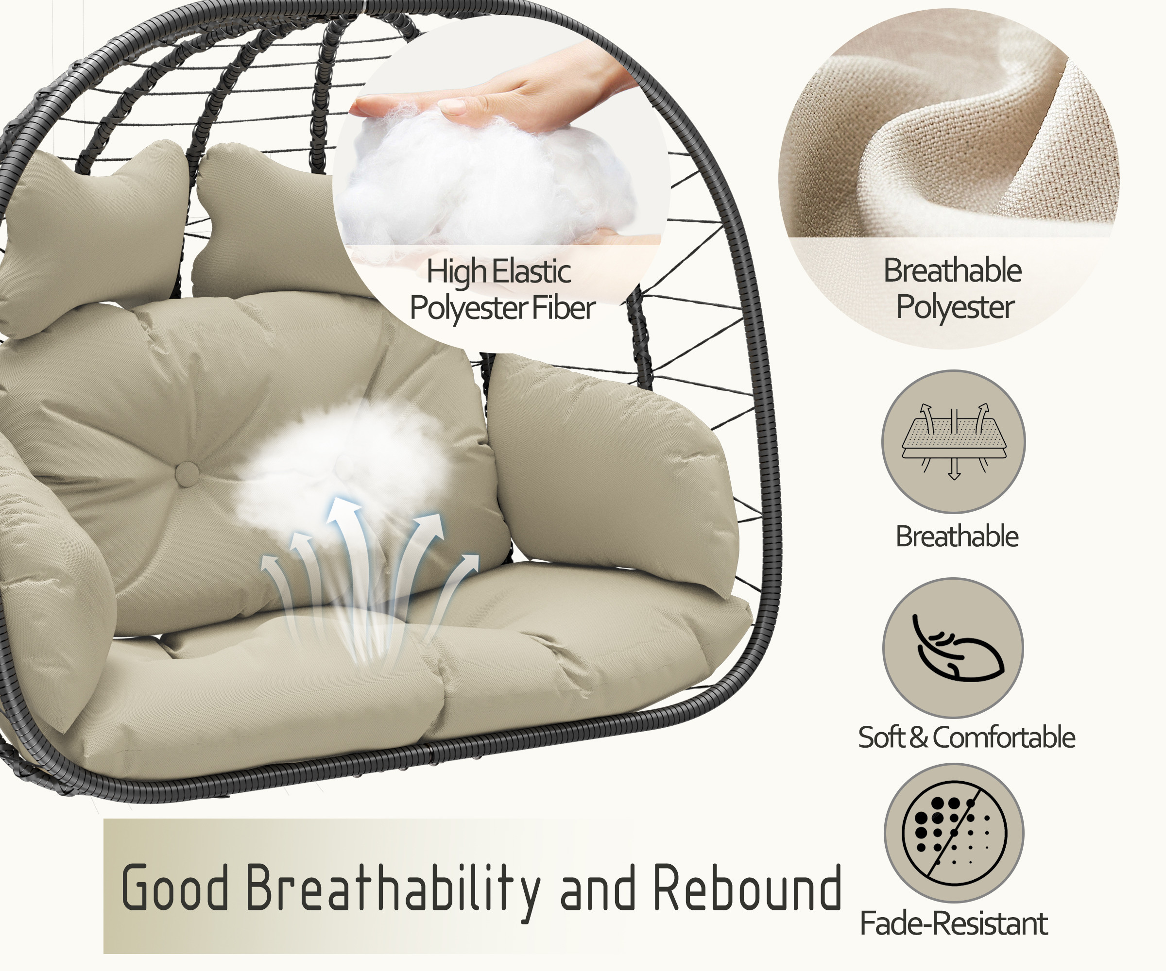 Bifanuo Double Wicker Swing Egg Chair Hammock Foldable Hanging Loveseat with Stand, UV Resistant ... | Walmart (US)