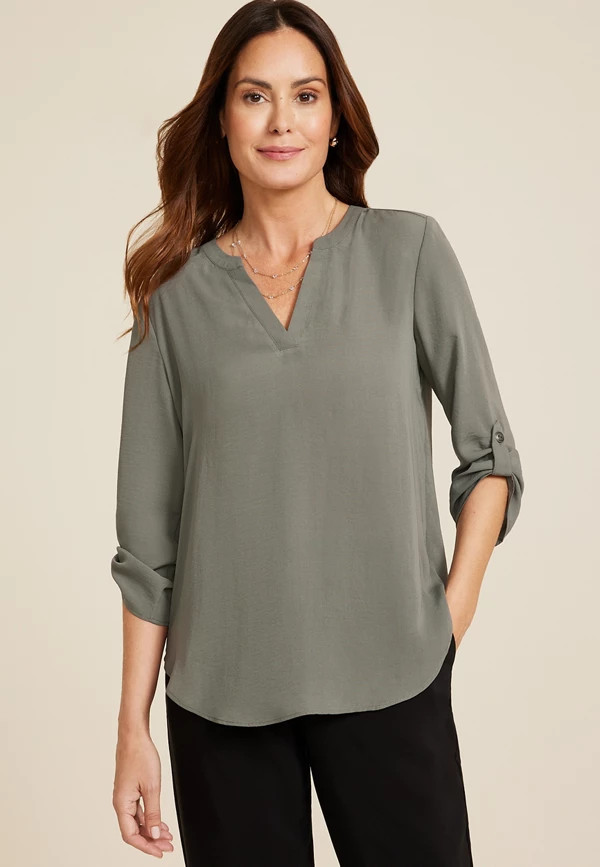 Atwood 3/4 Sleeve Popover Blouse | Maurices