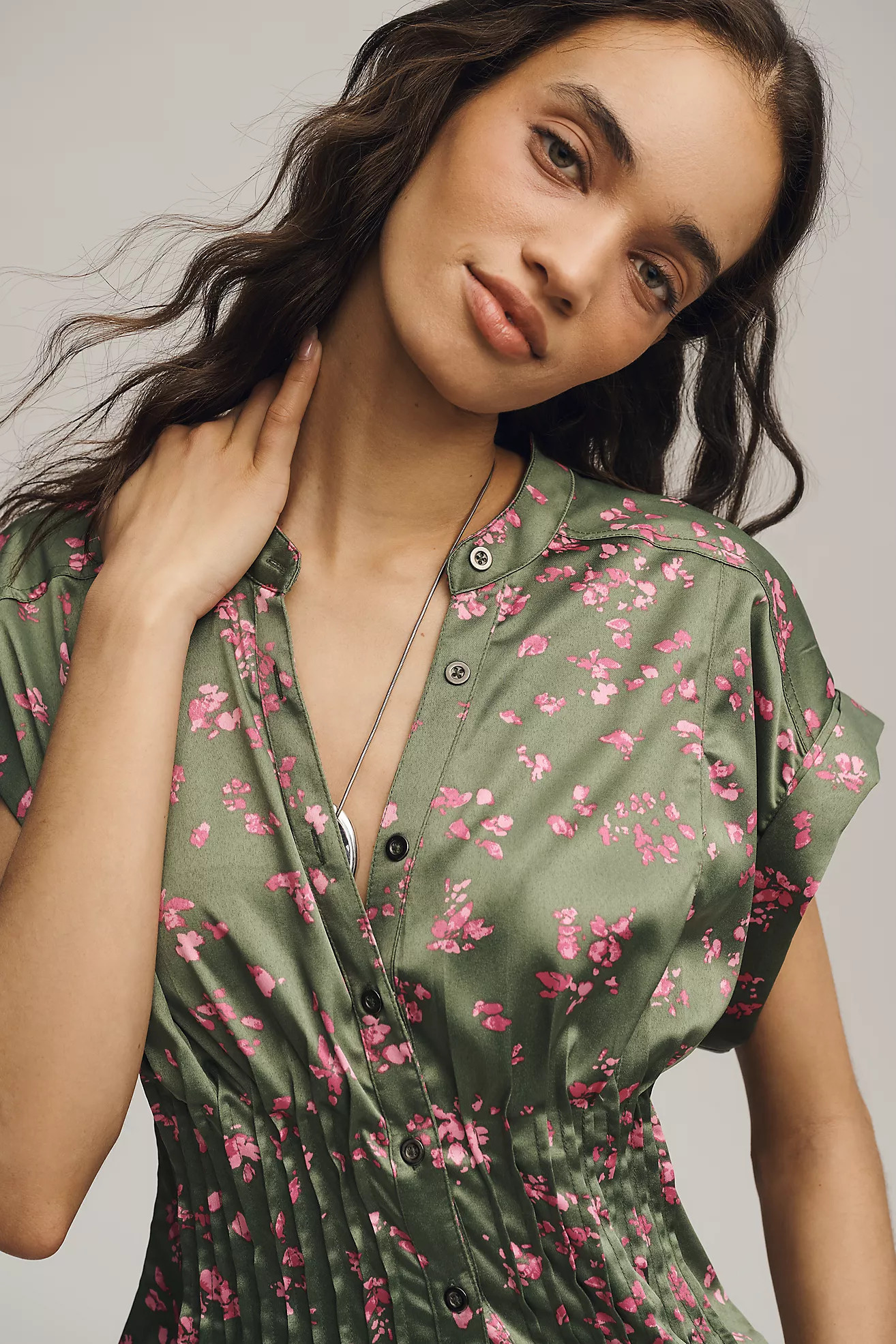 The Linden Silky Pleated Waisted Blouse by Pilcro | Anthropologie (US)