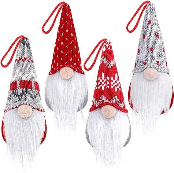 D-FantiX Gnome Christmas Ornaments Set of 4, Handmade Swedish Tomte Gnomes Plush Scandinavian San... | Amazon (US)