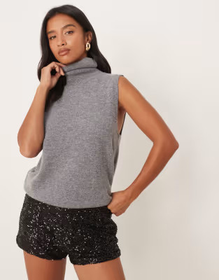 Never Fully Dressed Petite sequin hotpant in black | ASOS (Global)