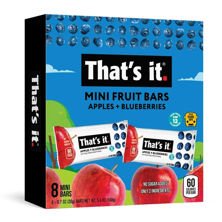 That's it. Gluten-Free Soft Chewy Apple + Blueberry Fruit Bars, 0.7 oz, 8 Ct. Shelf Stable Box | Walmart (US)