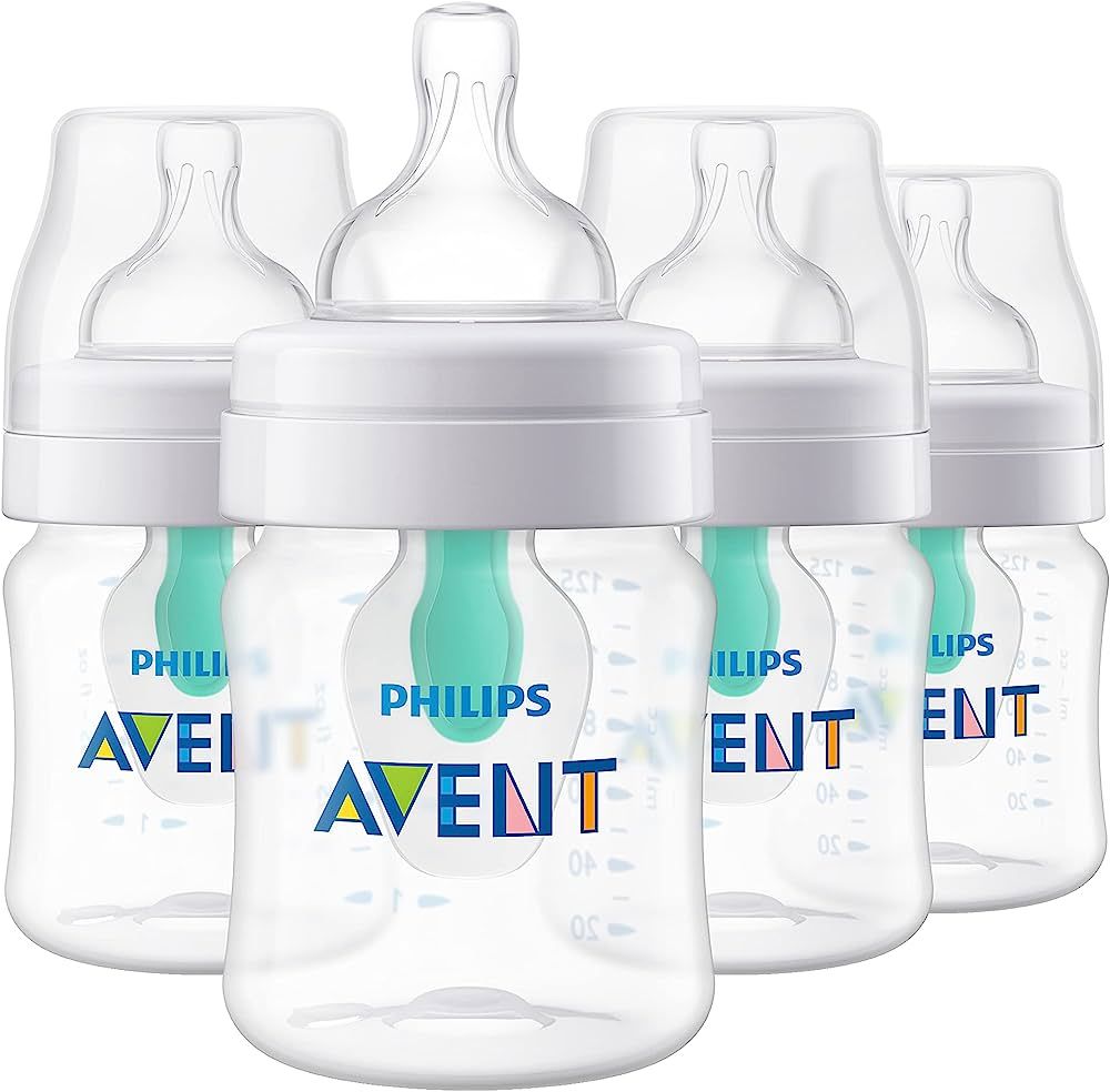 Philips AVENT Anti-Colic Baby Bottles with AirFree Vent, 4oz, 4pk, Clear, SCY701/04 | Amazon (US)