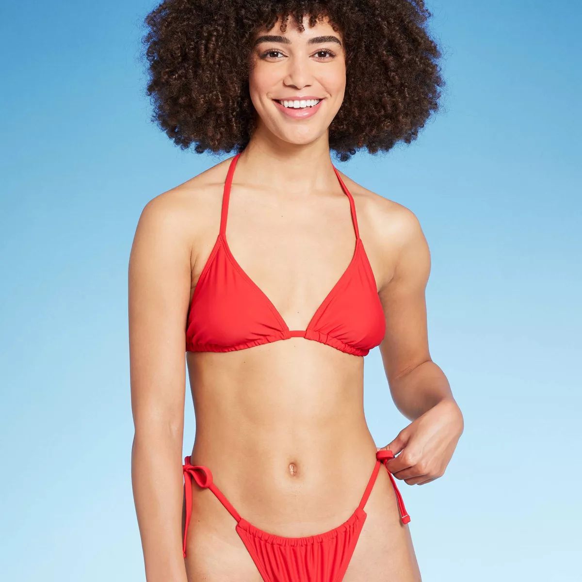 Women'sTriangle Bikini Top - Wild Fable™ Red S: Comfort Stretch, Open Back, Nylon & Spandex | Target