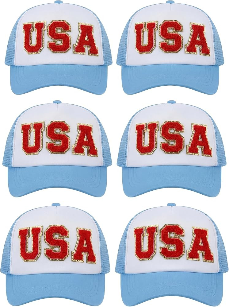 Twistover 6 Pcs USA Trucker Hat for Women Patriotic 250 Anniversary Hat Light Blue Baseball Hats ... | Amazon (US)