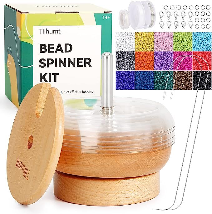 Tilhumt Large Bead Spinner Bowl Set with 5 Quick Changed Bowls, 2 Big Eye Beading Needles, 15000 ... | Amazon (US)