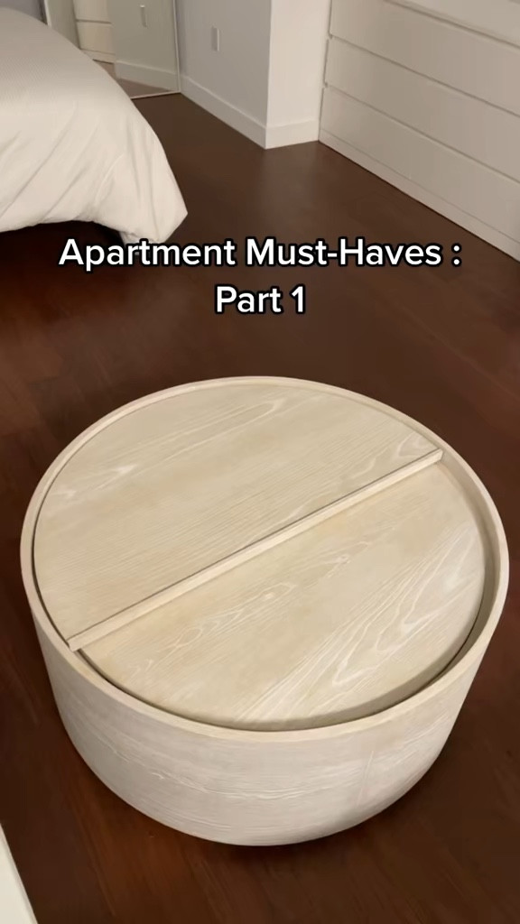 Coffee Table: West Elm Volume Round Storage Drum Coffee Table (36") 
Color: Winter Wood 



#LTKsalealert #LTKhome