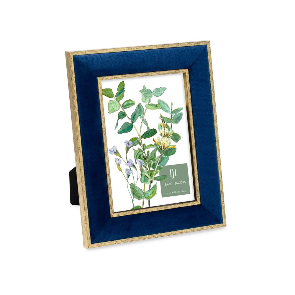 Isaac Jacobs 5x7 Navy Velvet Picture Frame with Metallic Gold Double Border, Photo Frame, Horizon... | Amazon (US)