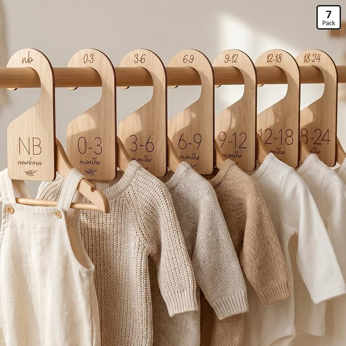 Beautiful Wooden Baby Closet Dividers Set of 7 - Double-Sided Organizer for Newborn to 24 Months ... | Amazon (US)