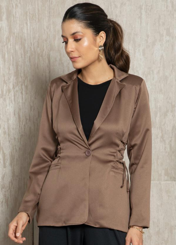 Quintess - Blazer Marrom com Amarração Lateral | Posthaus (BR)