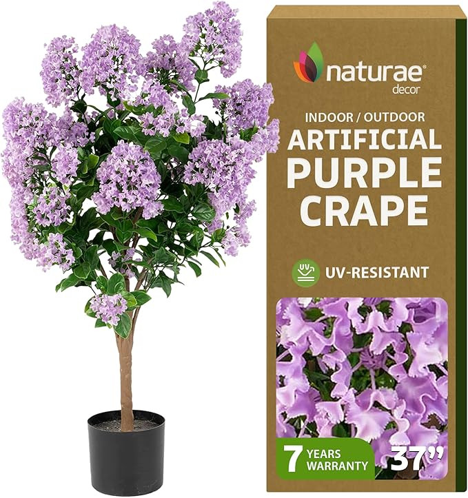 Naturae Decor White Crape Myrtle Tree - Lifelike Artificial Indoor and Outdoor Flower Tree - UV R... | Amazon (US)