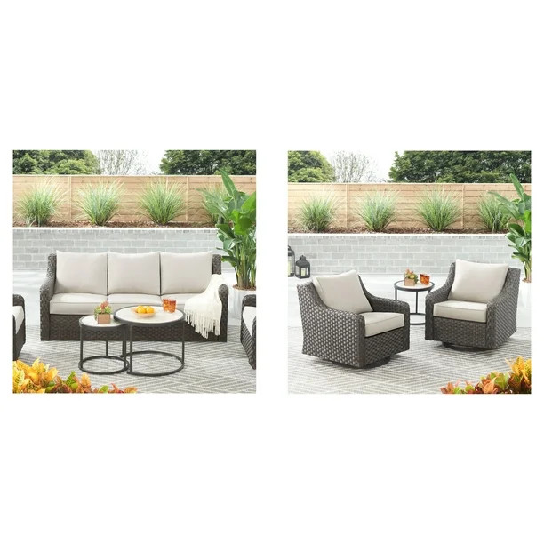 Better Homes & Gardens River Oaks 5-Piece Dark Brown Wicker Conversation Set | Walmart (US)