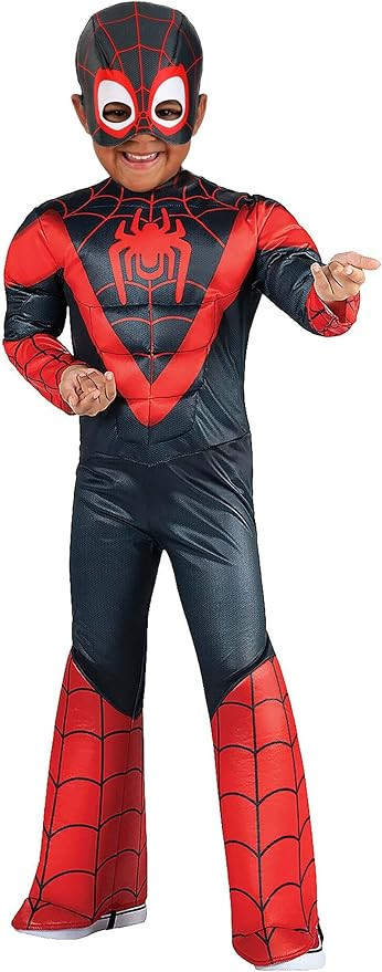MARVEL Official Toddler Deluxe Halloween Costume - Premium Quality Padded Jumpsuit and Fabric Hea... | Amazon (US)