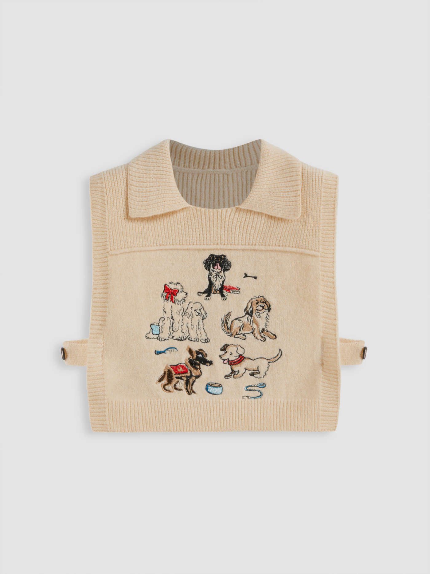 Sweater Vest Knit Fabric Knit Collar Dog Embroidery Crop Vest For Daily Casual | Cider