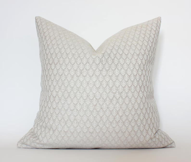 Ivory Floral Pillow Cover, Beige Neutral Throw Pillow, Cream and White Cushion Cover, Textured Pi... | Etsy (US)