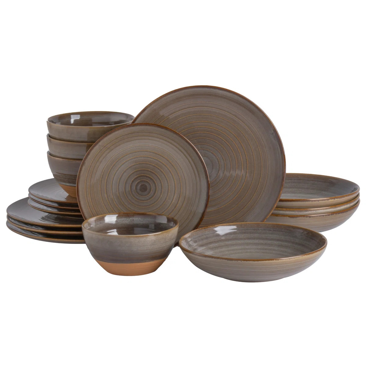 Gibson Elite 16 Piece Dreamweaver Double Bowl Terracotta Reactive Dinnerware Set | Wayfair North America