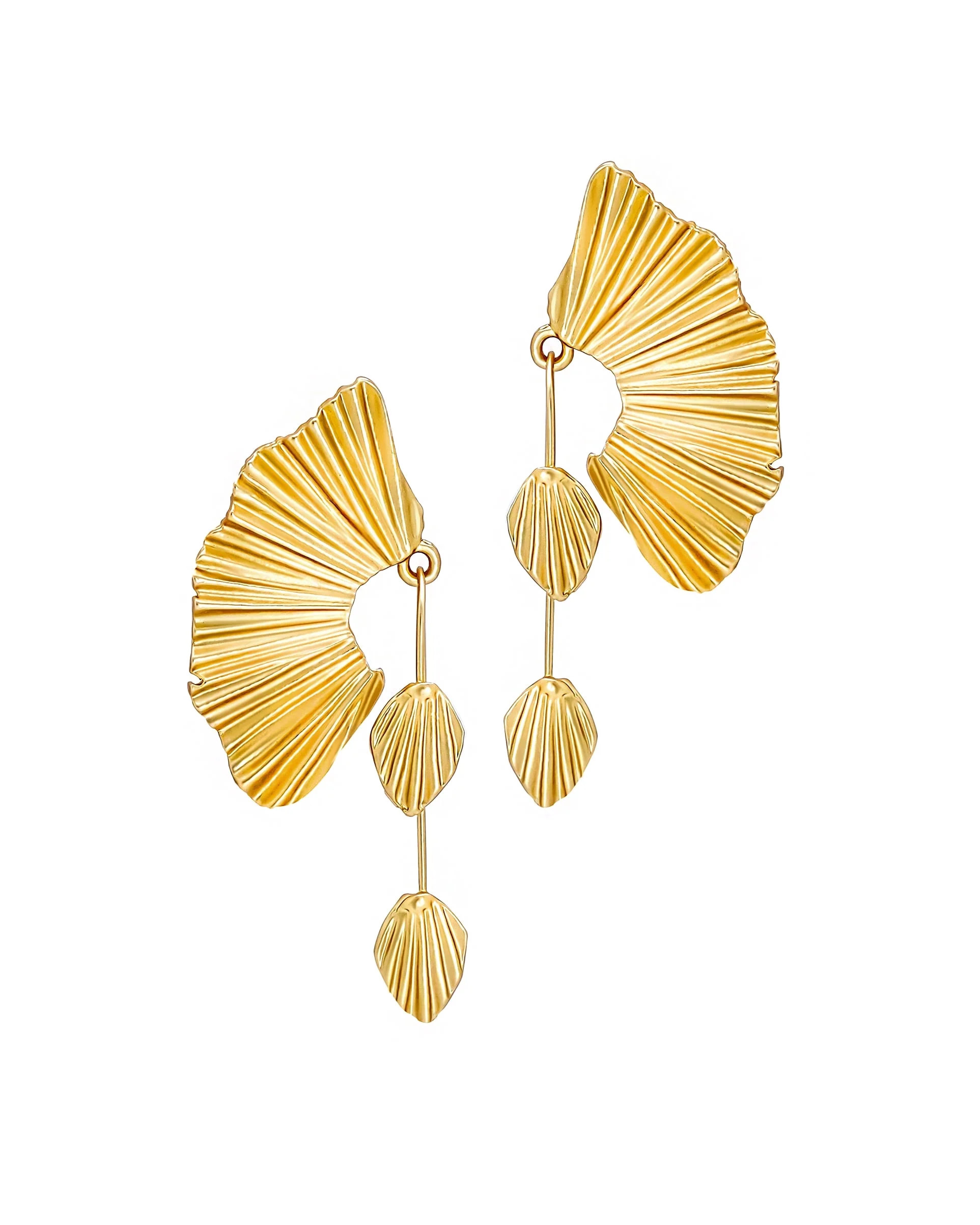 SNGIA 18K Gold Plated Statement Earrings for Women by, Chunky Dangle Leaf Fan Shape Flower Earrin... | Walmart (US)
