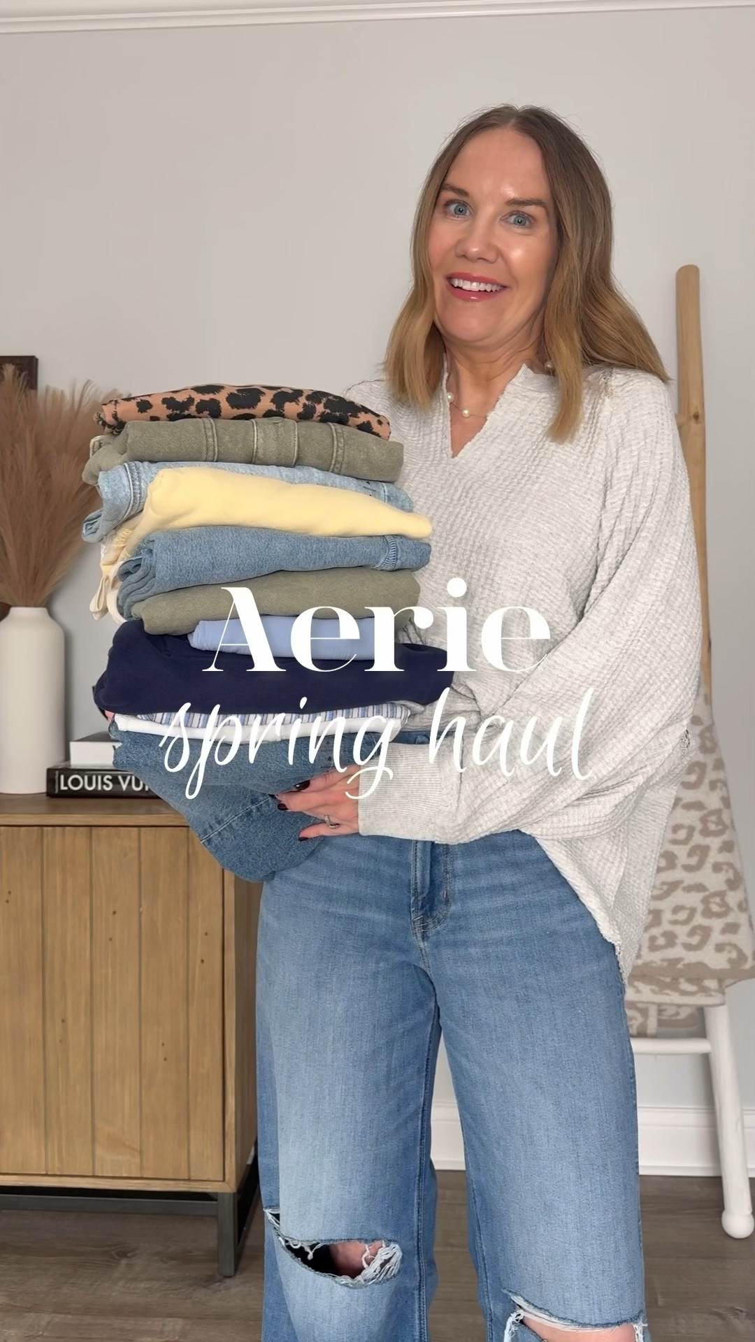 ALL ON SALE!! Im going to need to make some room in my closet. I absolutely love all of these casual and comfy Aerie finds 🌱 Lived in fabrics, attention to detail, the best jeans…you’ll want to add it all to your spring wardrobe!
I will be living in this super soft and cozy waffle knit pullover. Wear it now with leggings and jeans and later with bike shorts andcutoffs. I’m in my true size medium, and it has a very oversized fit. Lots of colors.
This vintage wash sweatshirt is another piece with great lived in details that you will not want to take off! I’m wearing my true size medium, and there are lots of color options. 
Finally, a pair of barrel jeans they are flattering with an easy casual fit. Very comfy and fit true to size. On trend without being overly exaggerated. 
And this adorable lace top has the cutest Peter Pan collar. It reminds me of free people. I’m in a small and it comes in a couple of other colors. Adorable with high waisted jeans. 
This quarter snap hoodie is another piece that you’ll want in multiple colors, but I love how this navy pairs with the periwinkle blue ribbed wide leg yoga pants. Perfect mom outfit for Spring!
I have a feeling this vintage wash popover is going to be very popular for Spring. It comes in numerous colors has the best lived in feel. I’m wearing my true size medium. 
No one doesn’t oversized tee better than Aerie. There are several other graphic options, but I’m loving the leopard print. It has a vintage feel and I’m wearing my true size medium. Very oversized fit. 

Spring haul, Aerie haul, casual spring outfits, mom outfit, easy outfit, casual mom style, American eagle jeans, barrel jeans, how to layer, comfy chic

#LTKStyleTip #LTKSaleAlert #LTKWatchNow