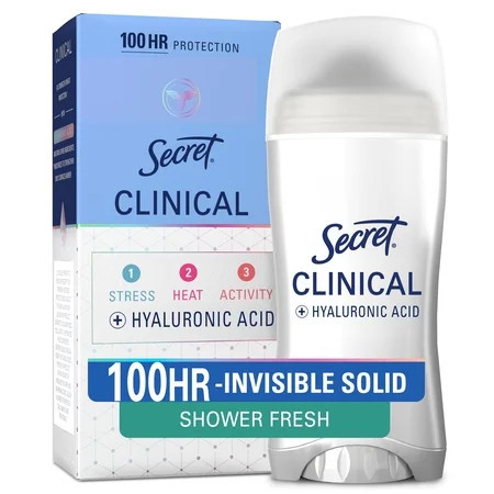 Secret Clinical 100HR Antiperspirant Deodorant, Invisible Solid, Shower Fresh, 2.6 oz | Walmart (US)