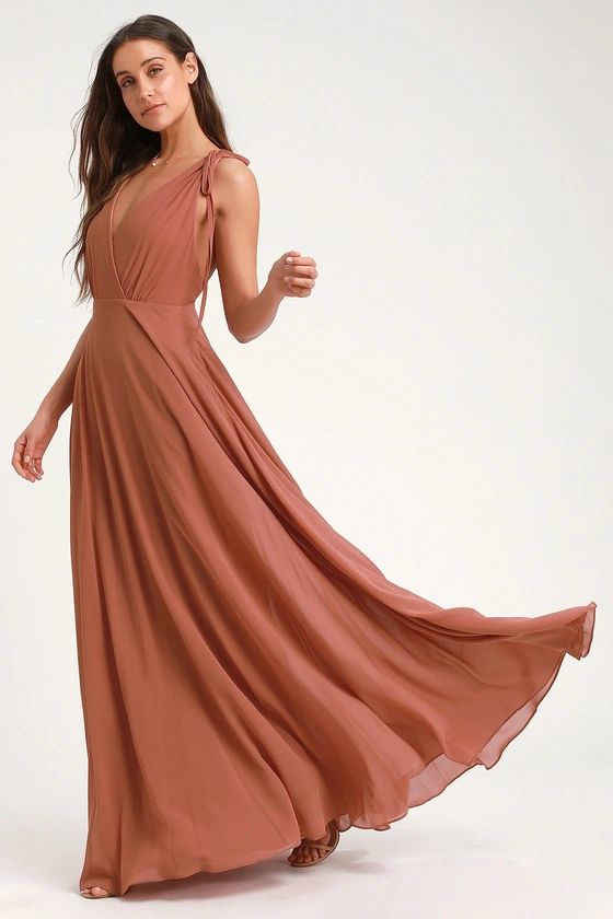 Dance the Night Away Rusty Rose Backless Maxi Dress | Lulus (US)