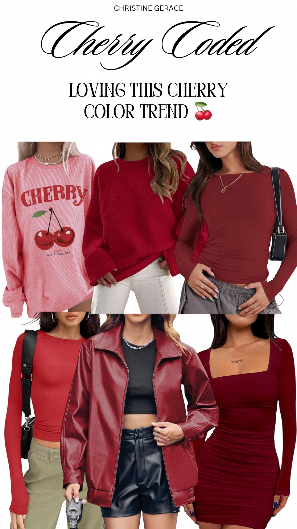 Cherry coded trend I’m loving ! This is hands down my favorite color ❤️ 

Cherry red, cherry sweater, red outfits, Valentine’s Day 

#LTKStyleTip #LTKFindsUnder100 #LTKFindsUnder50