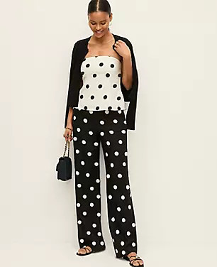 The Petite Dotted Side Zip Pant in Linen | Ann Taylor