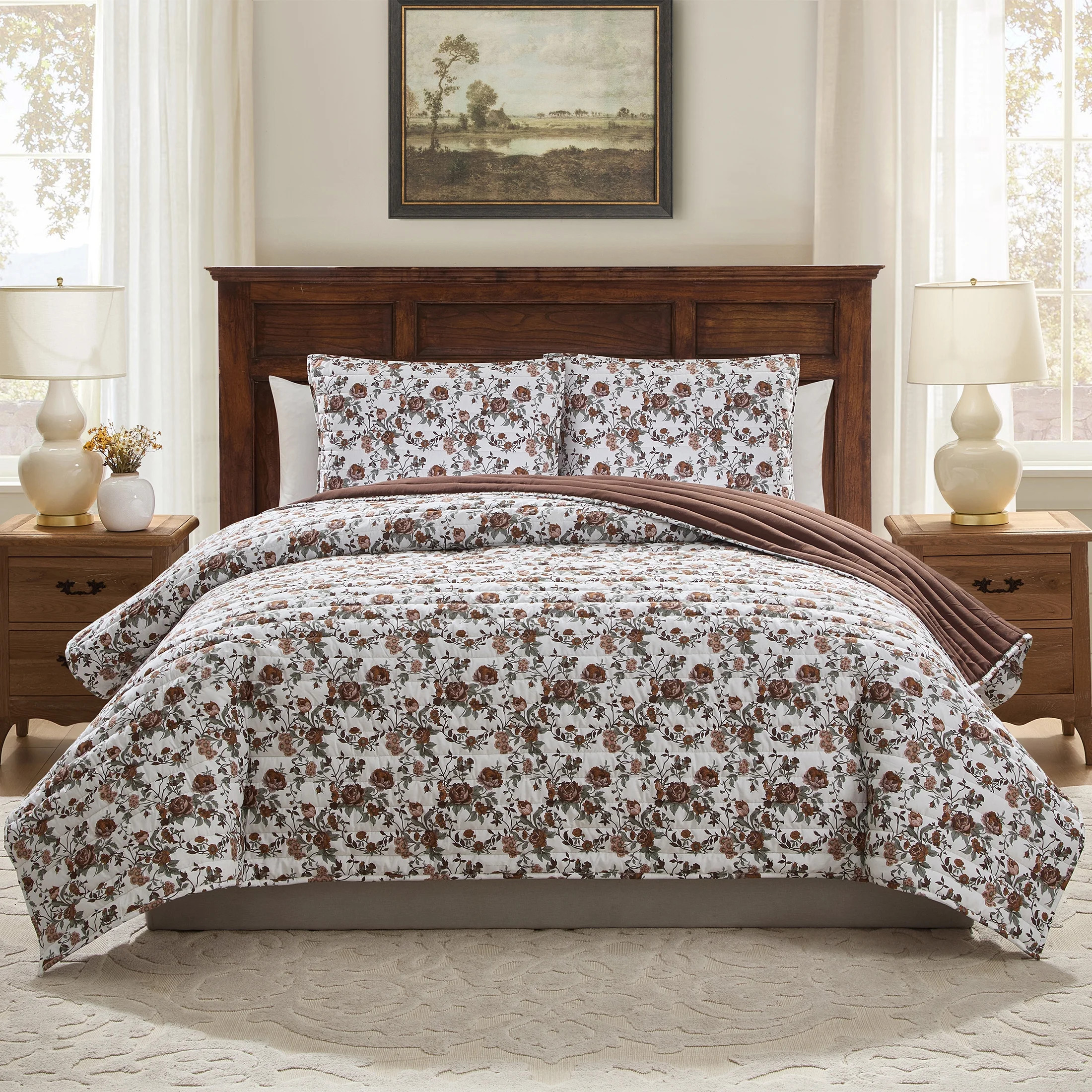 My Texas House Multicolor Floral 3-Piece Cotton Quilt Set, King | Walmart (US)