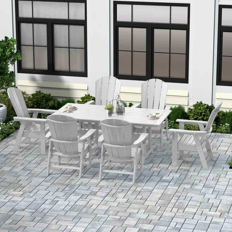 Aleera 7-Piece Plastic Dining Set with Umbrella Hole | Wayfair North America