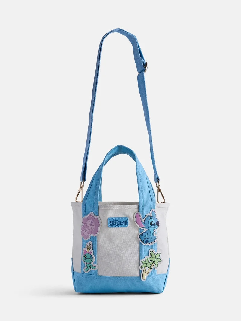 Disney Lilo and Stitch Women's Patches Canvas Tote Bag, Blue | Walmart (US)