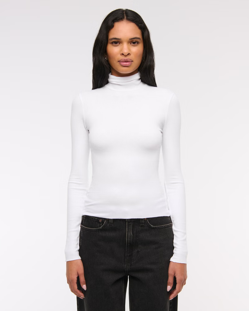 Long-Sleeve Featherweight Rib Tuckable Mockneck Top | Abercrombie & Fitch (US)