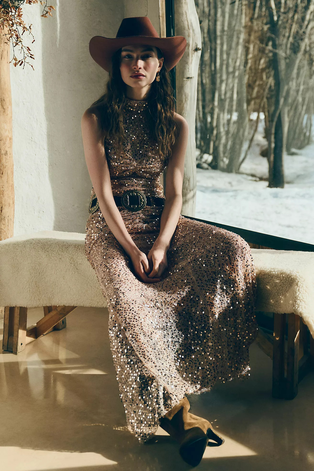 Delfi Collective Avelie Ruched Sequin Dress | Anthropologie (US)